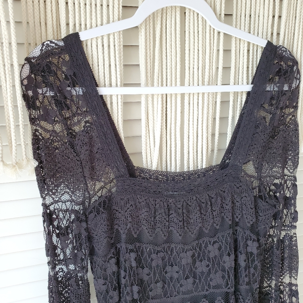 UO KIMCHI BLUE Buttercup Lace Bell Sleeve Dress M - Picture 4 of 8